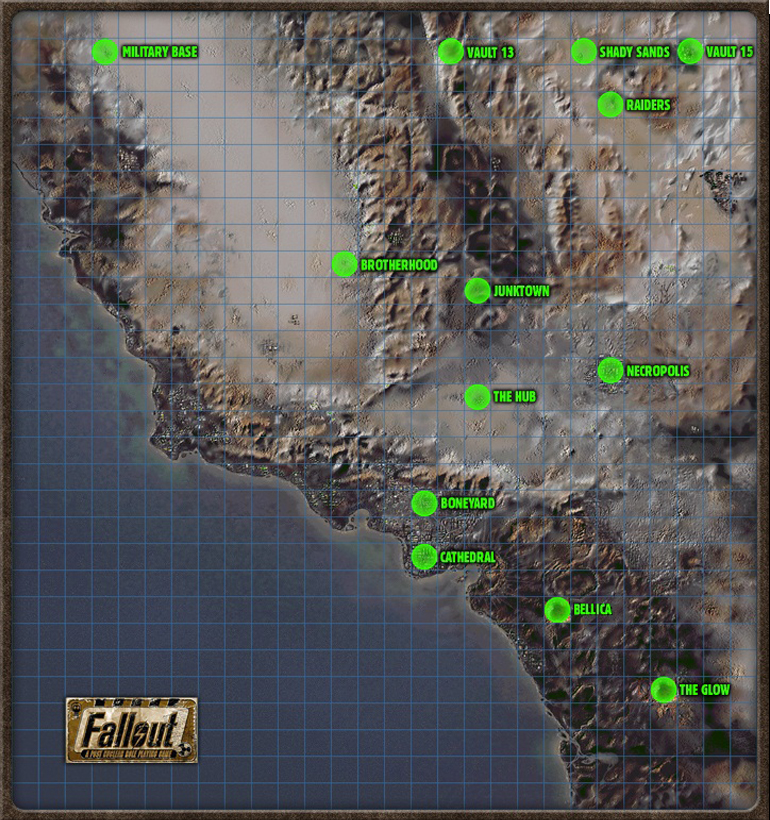 Fallout'un haritası. Gerçek Amerika haritasıyla karşılaştırıp komplo teorisi üretenler çok olmuştur.