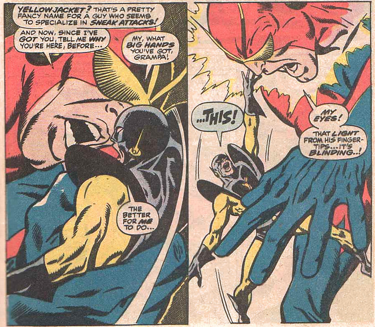 Yellow Jacket Giant-Man'le (!) dövüşüyor. Avengers #59 (1968)