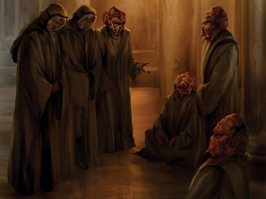 Skywalker'lar ihtiyar heyeti ile istişare ederken.