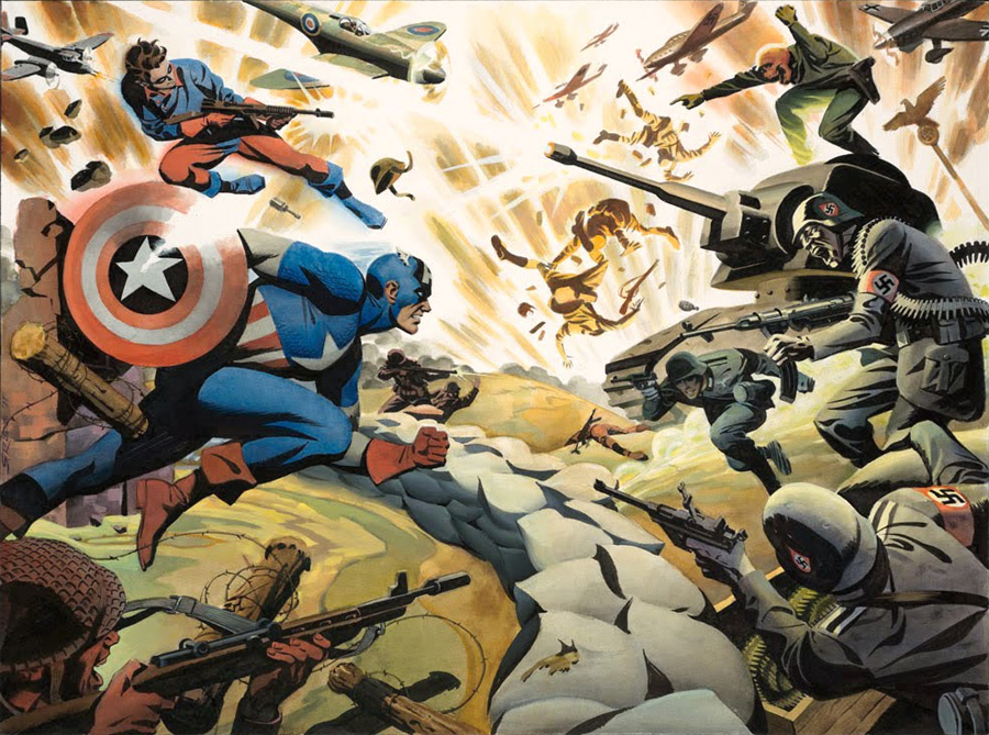 Captain America ve Buck, Nazilere karşı savaşırken