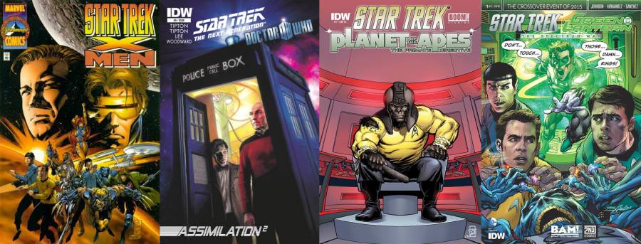 Star Trek crossover çizgi romanlarından örnekler. Görselin büyük hali için tıklayın.