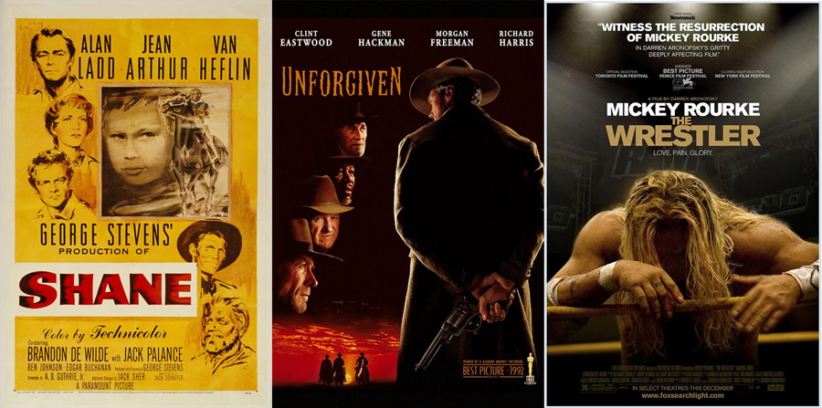 Shane (1953), Unforgiven (1992) ve The Wrestler (2008)